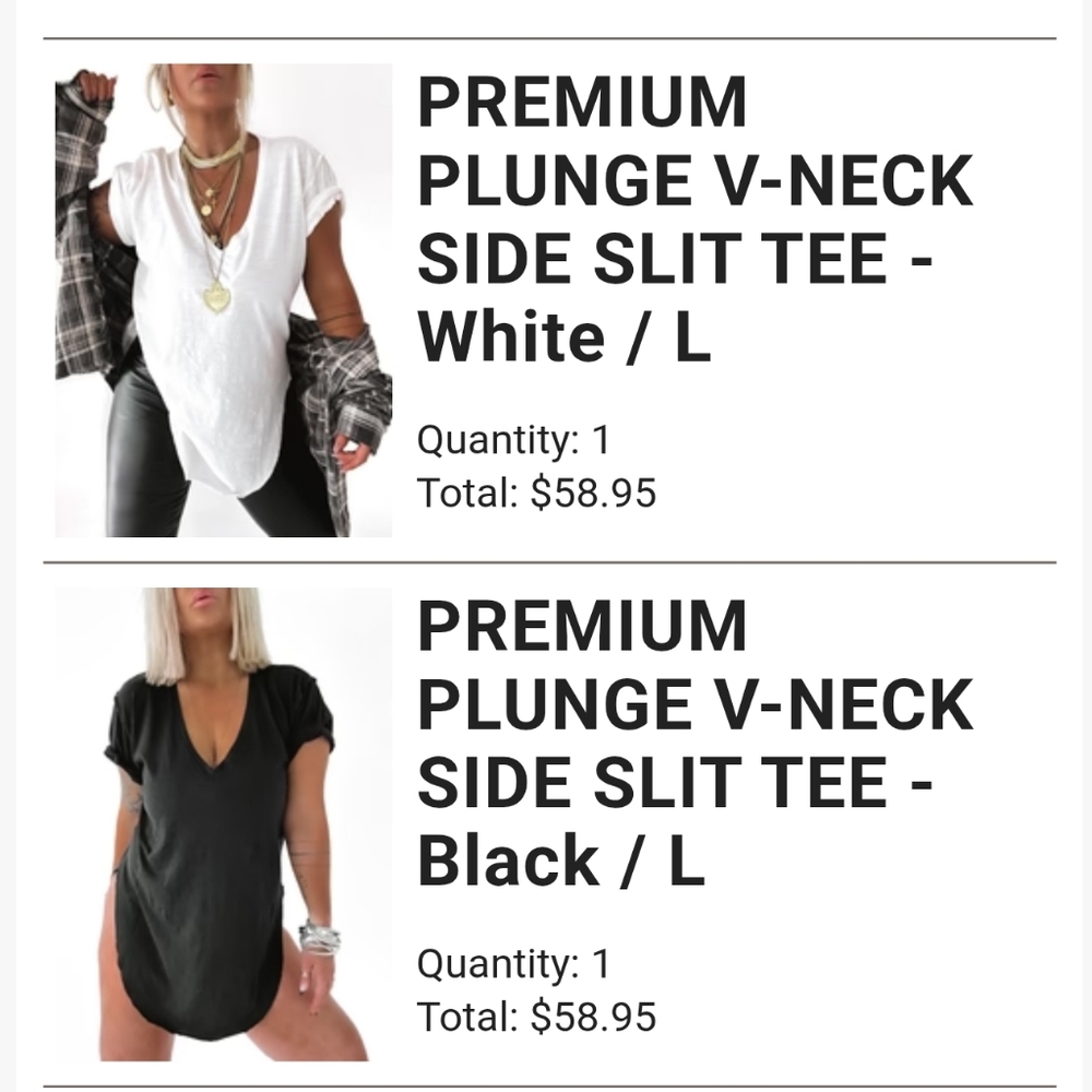 Pebby Forevee Premium Plunge V-Neck Side Slit Tee Bundle
